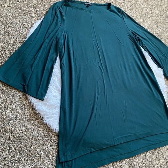 Eileen Fisher Stretchy Jersey Knit Dress Dark Teal Blue Womens Size Large - Picture 5 of 10